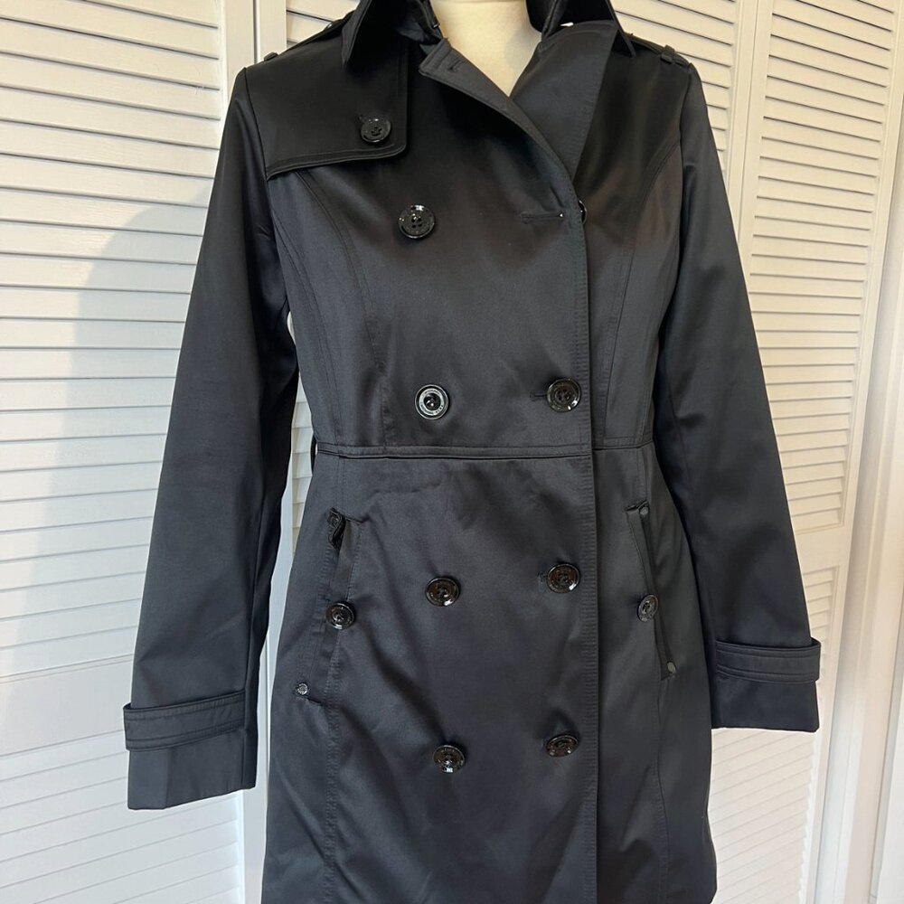Micheal Kors black satin trench coat